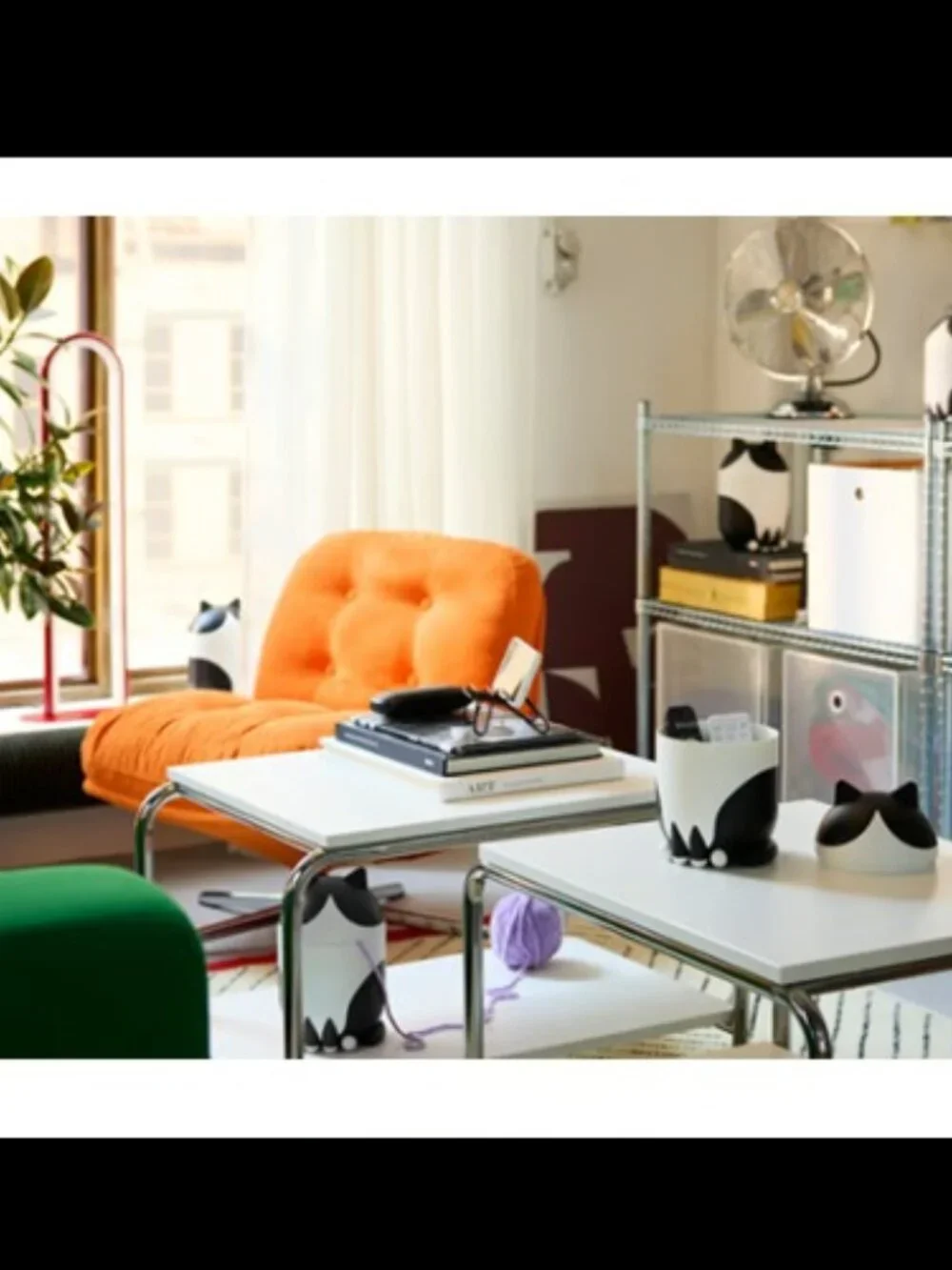 Ikea Grejsimojs Cat-Shaped Storage with Lid, Black and White Tuxedo, 506.031.78